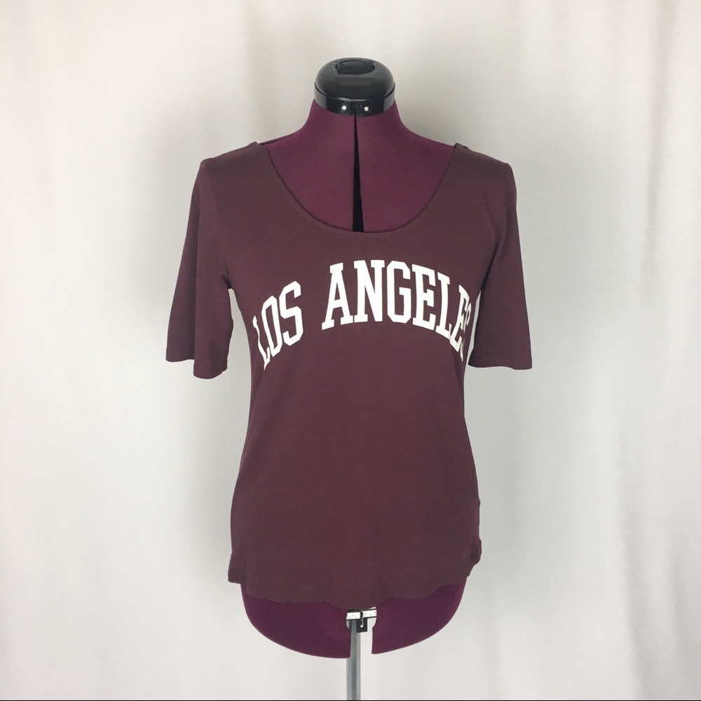 H&M Divided Los Angeles Maroon Scoop Neck Shirt Size Large